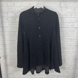 Sympli Button Front Tunic Jacket Black Womens‎ Size 4 Minimalist Lagenlook